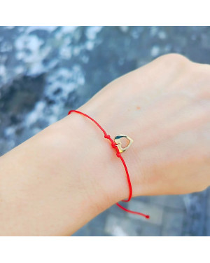 Gold cord bracelet for hand HEART 14k