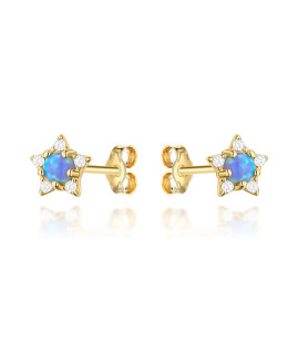 Gold star earrings with zircons and stone