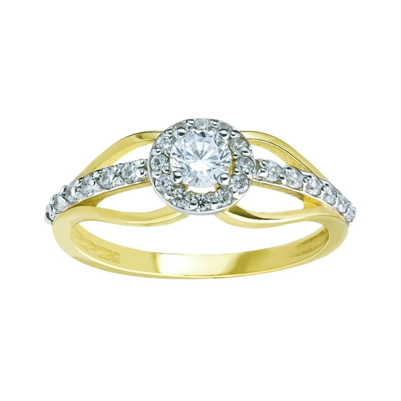 Gold engagement ring with white stones P3.1559 | GoldJewellery
