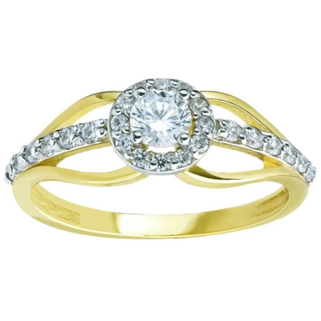 Gold engagement ring with white stones P3.1559 | GoldJewellery