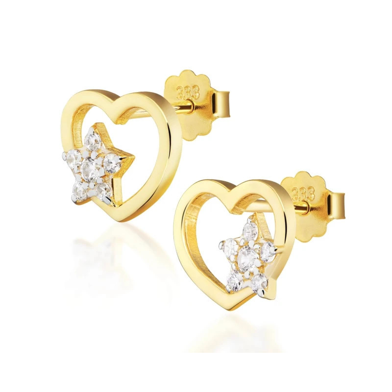 Gold heart earrings with star K3.2431 | GoldJewellery