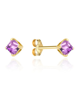 Earrings purple stone on 14k stud