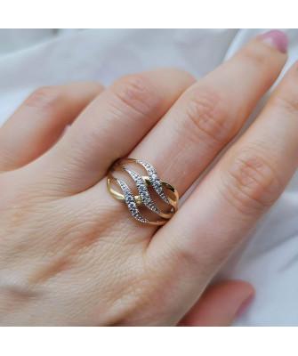 Gold Ring with Zirconia 8k Wide