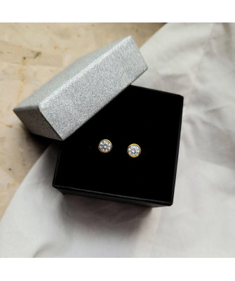 Gold-Plated Evil Eye Stud Earrings