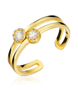 Double ring with stones 14k gold