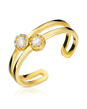 Double ring with stones 14k gold