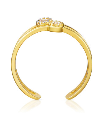 Double ring with stones 14k gold