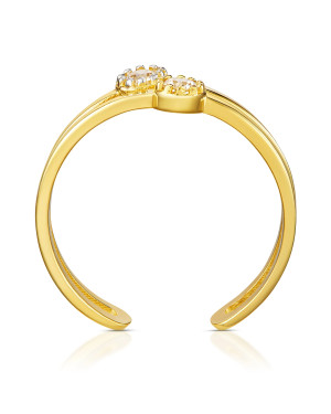 Double ring with stones 14k gold