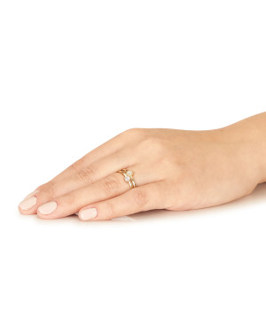 Double ring with stones 14k gold