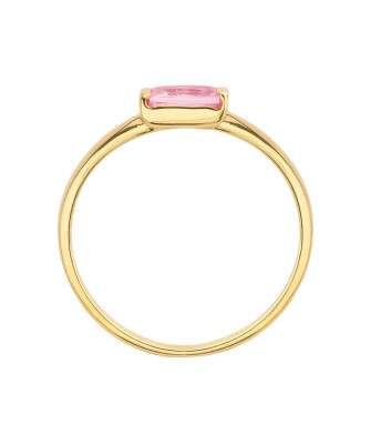 14k delicate pink stone gold ring