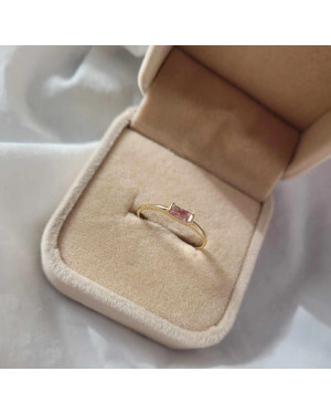 14k delicate pink stone gold ring
