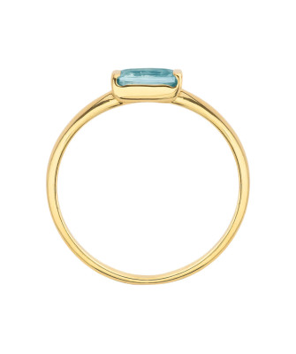 Delicate gold ring with light blue stone 14k