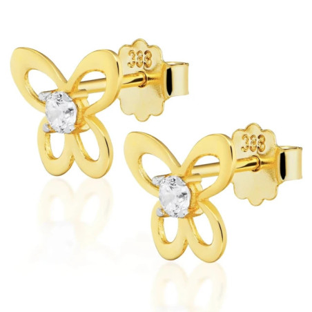 Gold earrings with butterflies, cubic zirconia K1.1038 | GoldJewellery