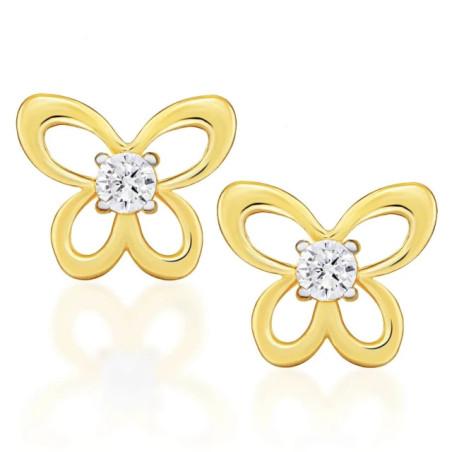 Gold earrings with butterflies, cubic zirconia K1.1038 | GoldJewellery