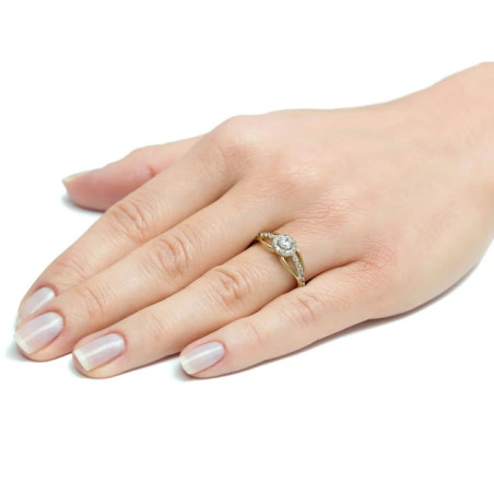 Gold engagement ring with white stones P3.1559 | GoldJewellery