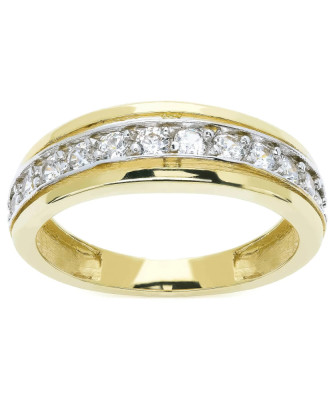 Classic 14k Gold Ring Band with White Cubic Zirconia