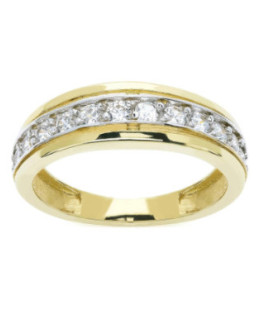 Classic 14k Gold Ring Band with White Cubic Zirconia