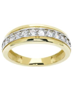 Classic 14k Gold Ring Band with White Cubic Zirconia
