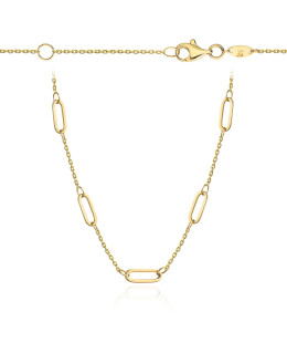 14K Gold Elongated Link Necklace 45cm