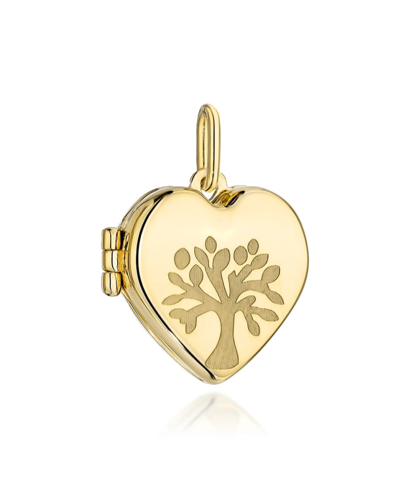 Golden heart locket and tree of happiness pendant