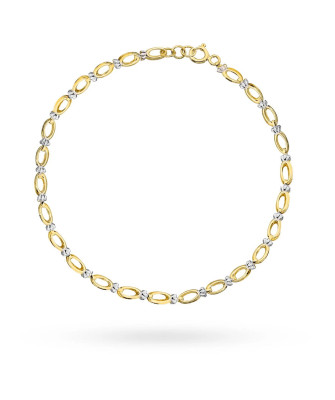 Gold bracelet with oval elements in two colors of gold