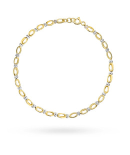 Gold bracelet with oval elements in two colors of gold