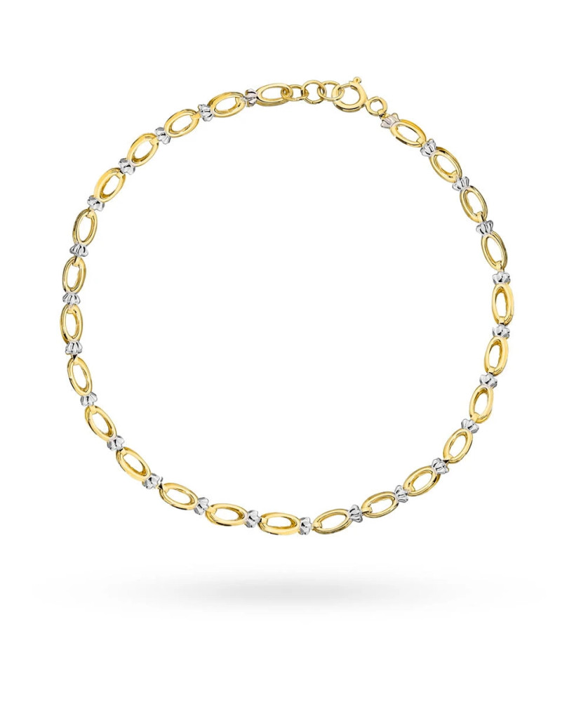 Gold bracelet with oval elements in two colors of gold