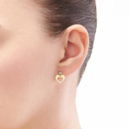 Gold heart earrings with zircon 333 K3.2425s | GoldJewellery