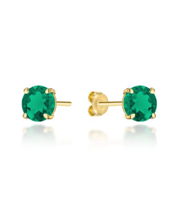 Gold earrings green stone hoop