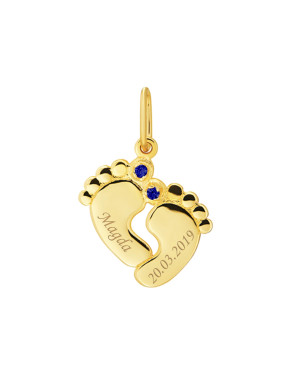 Gold pendant Blue stone pendant 14k