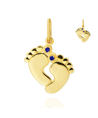 Gold pendant Blue stone pendant 14k