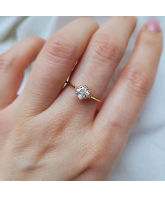 Gold ring white stone