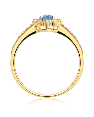 Gold ring blue stone zirconia 8k hallmark