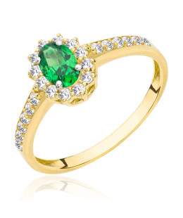 Gold engagement ring green stone