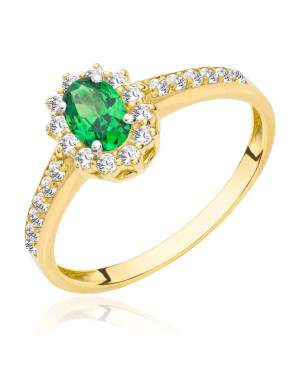 Gold engagement ring green stone