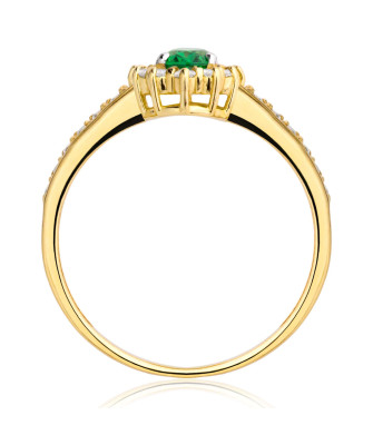 Gold engagement ring green stone