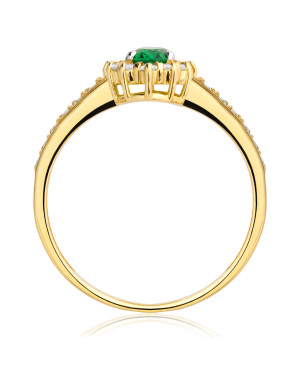 Gold engagement ring green stone