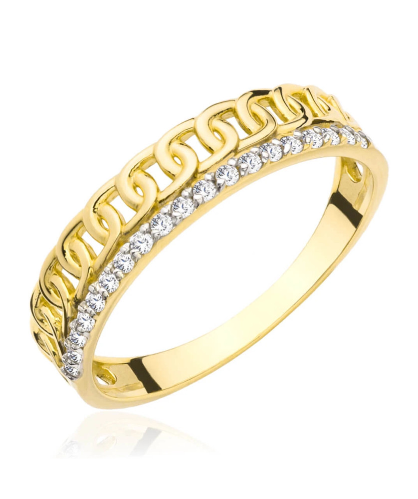 Ring chain white stones 375 hallmark