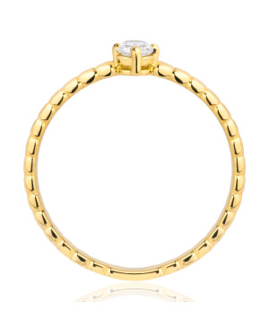 Delicate gold ring white stone beads 14k test