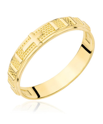 Wide rosary ring 8k gold