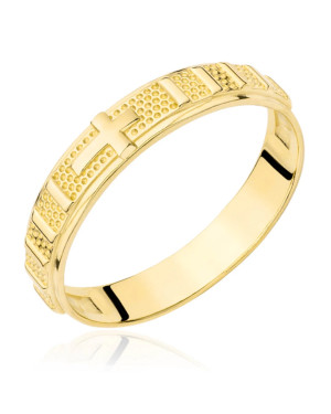 Wide rosary ring 8k gold