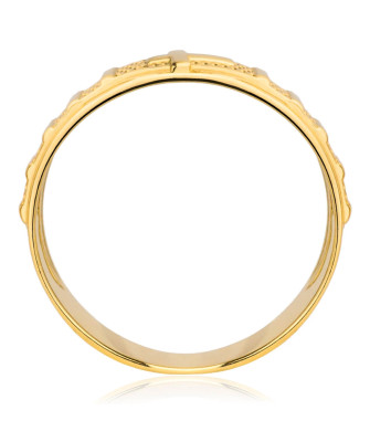 Wide rosary ring 8k gold