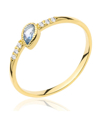 Gold ring leaf blue stone 8k test
