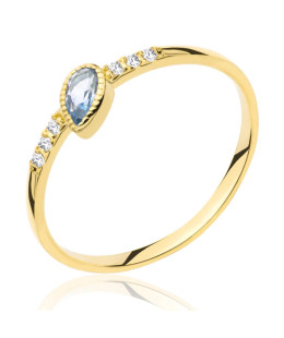 Gold ring leaf blue stone 8k test