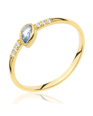 Gold ring leaf blue stone 8k test