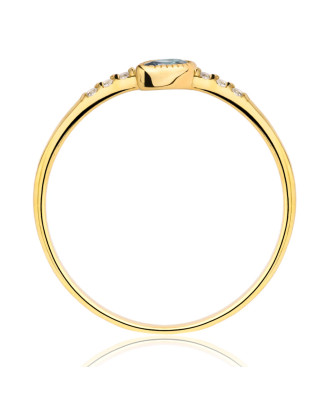 Gold ring leaf blue stone 8k test