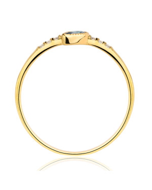 Gold ring leaf blue stone 8k test