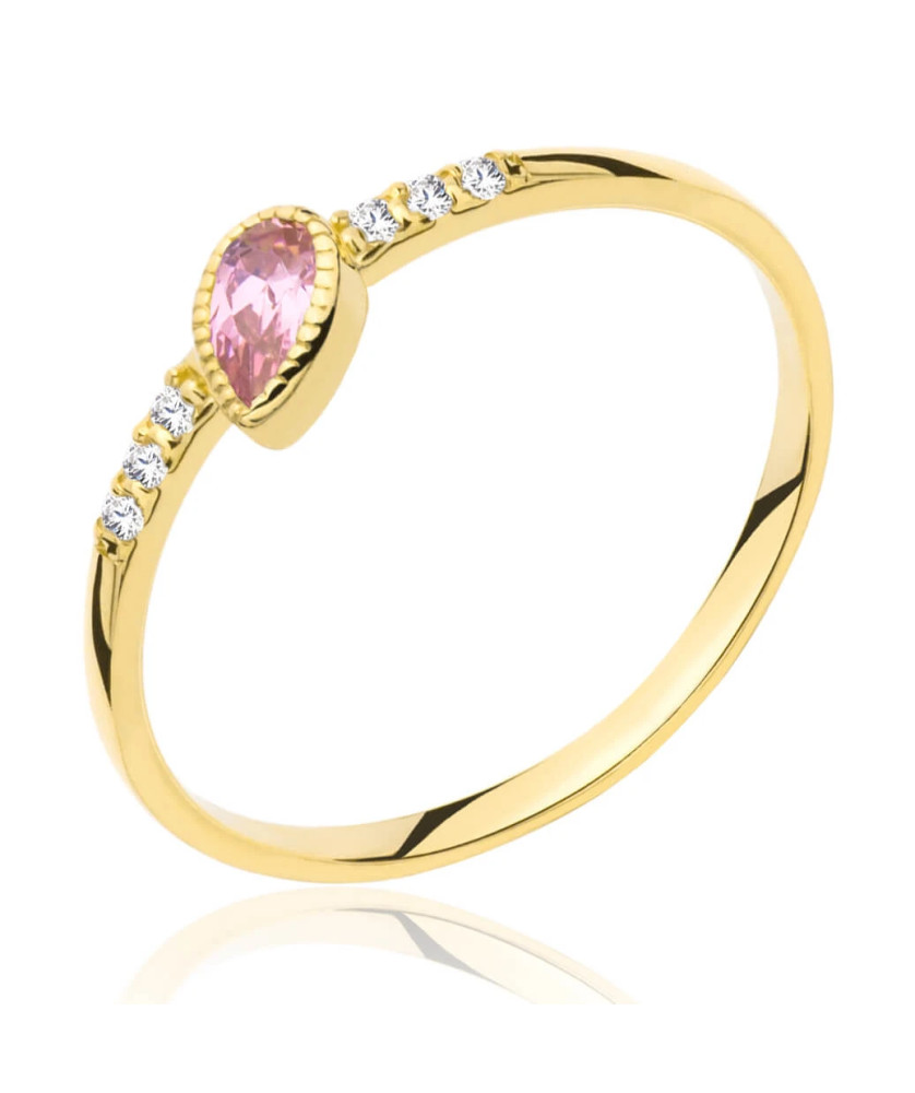 8k gold ring pink leaf zirconia