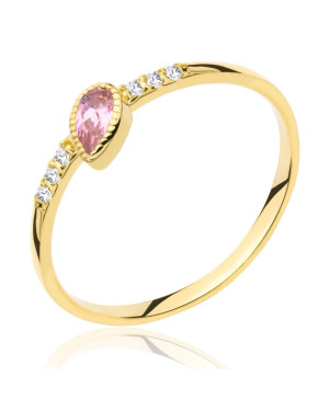 8k gold ring pink leaf zirconia