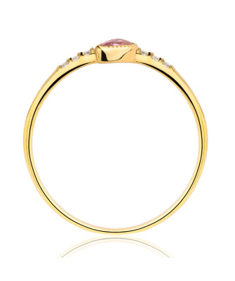 8k gold ring pink leaf zirconia